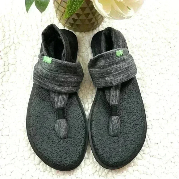 Sanuk Yoga Sling 2 Black Slip On Cushiony Ohm Zen Thong Sandal Size 8 - Picture 8 of 13